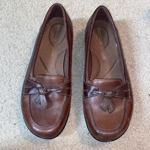 Clarks Collection Brown Leather Woman’s Shoes Size 10XW